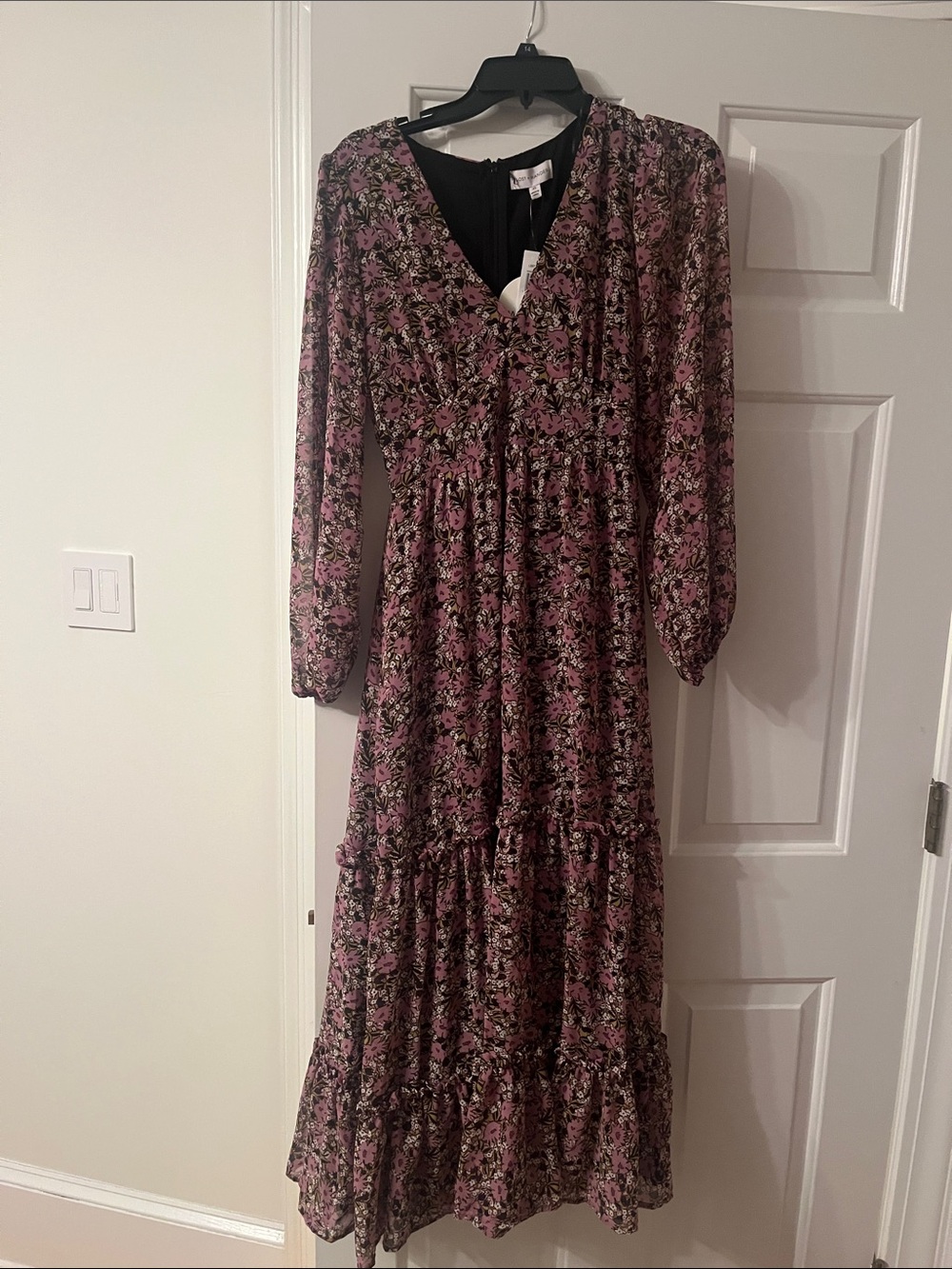 NWT XS Floral Maxi Dress - Pink & Black Long Sleeve